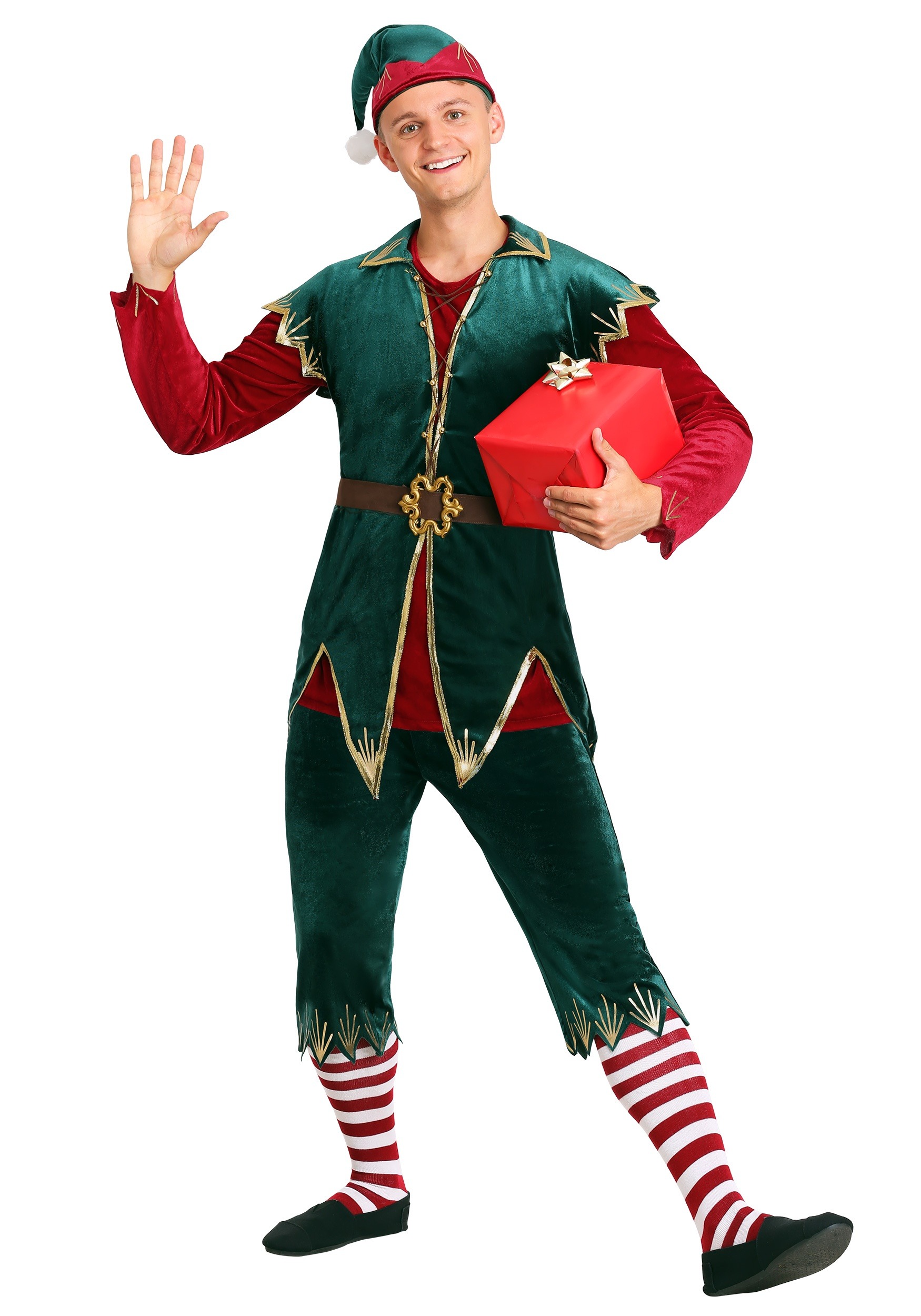 Photos - Fancy Dress Deluxe FUN Costumes Adult  Holiday Elf Costume Green/Red FUN4074AD 
