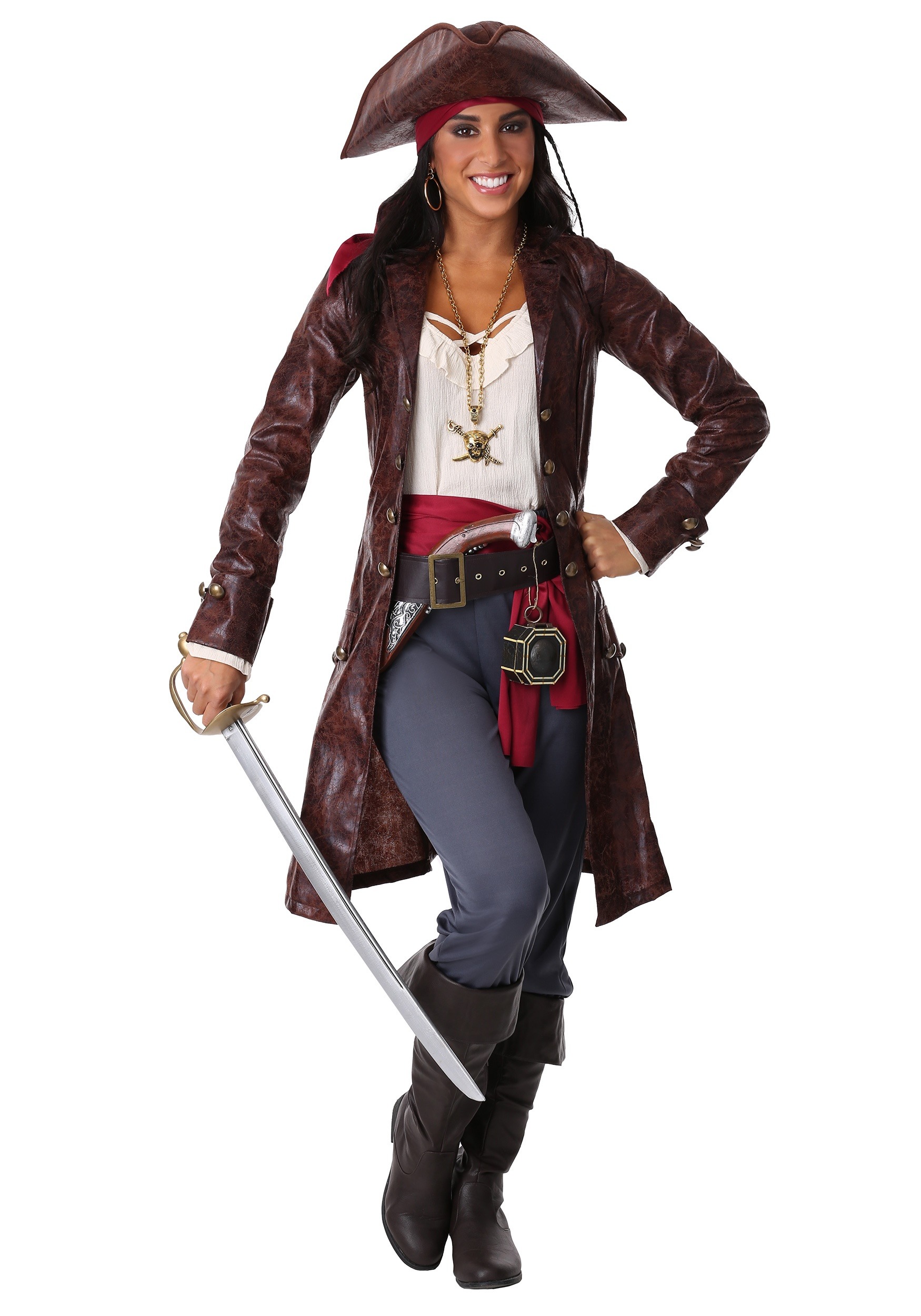Photos - Fancy Dress FUN Costumes Plus Size Pretty Pirate Captain Women's Costume Red/Brown