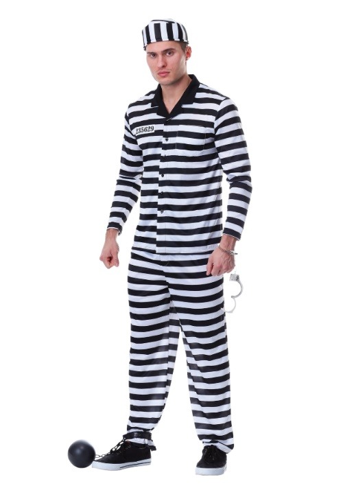 Men's Deluxe Button Down Jailbird Costume