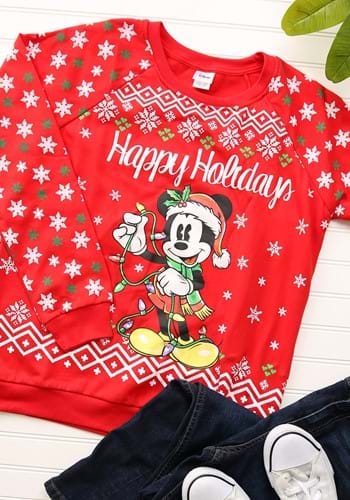 Mickey Mouse Happy Holidays Juniors Light Up Sweatshirt-upda