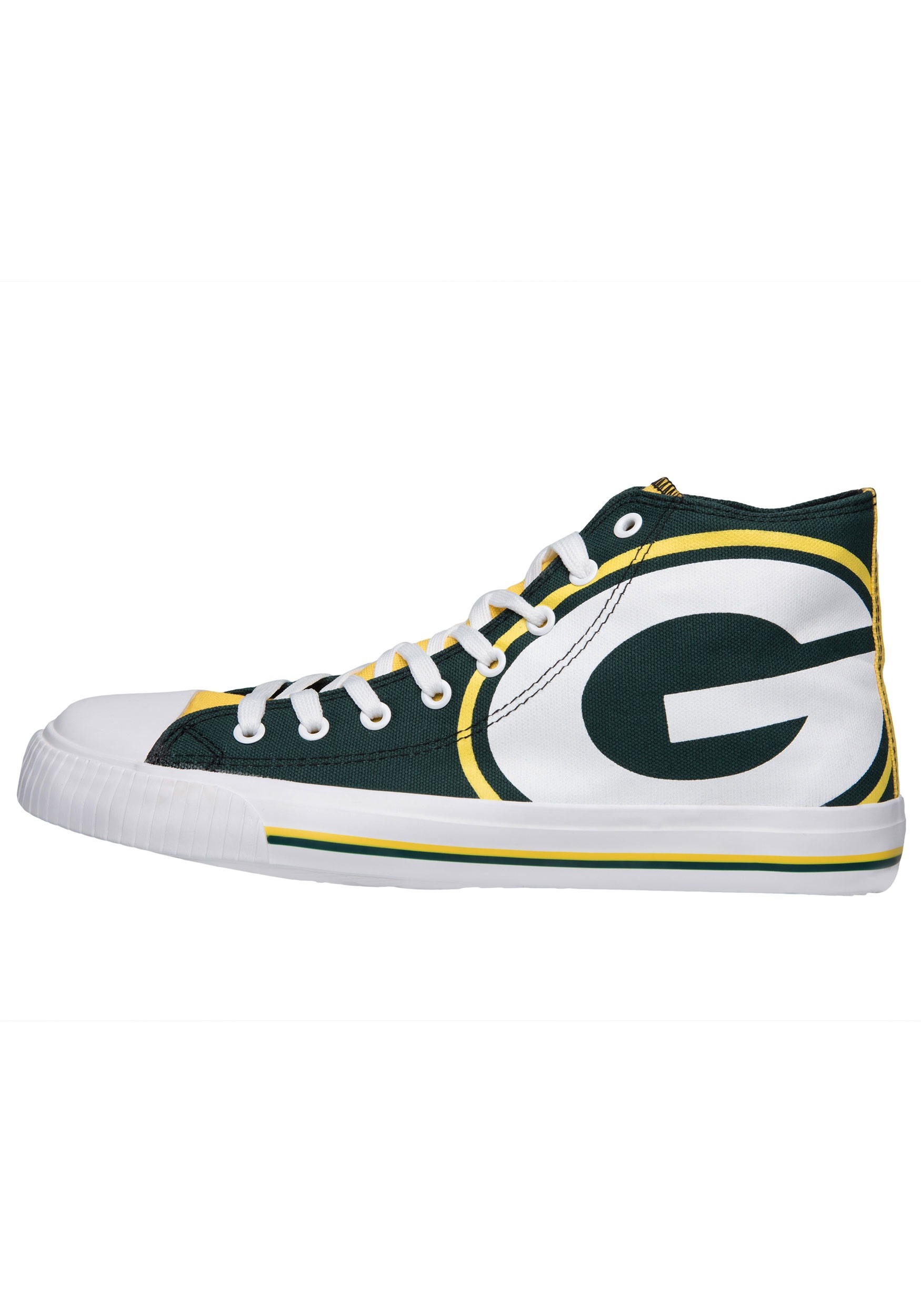 Green Bay Packers High Top Big Logo Canvas Shoes for Men