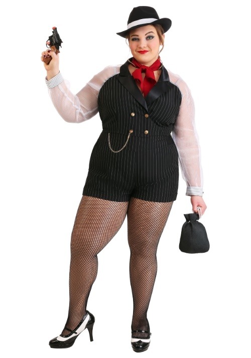 Womens Plus Size Gangster Gal Costume