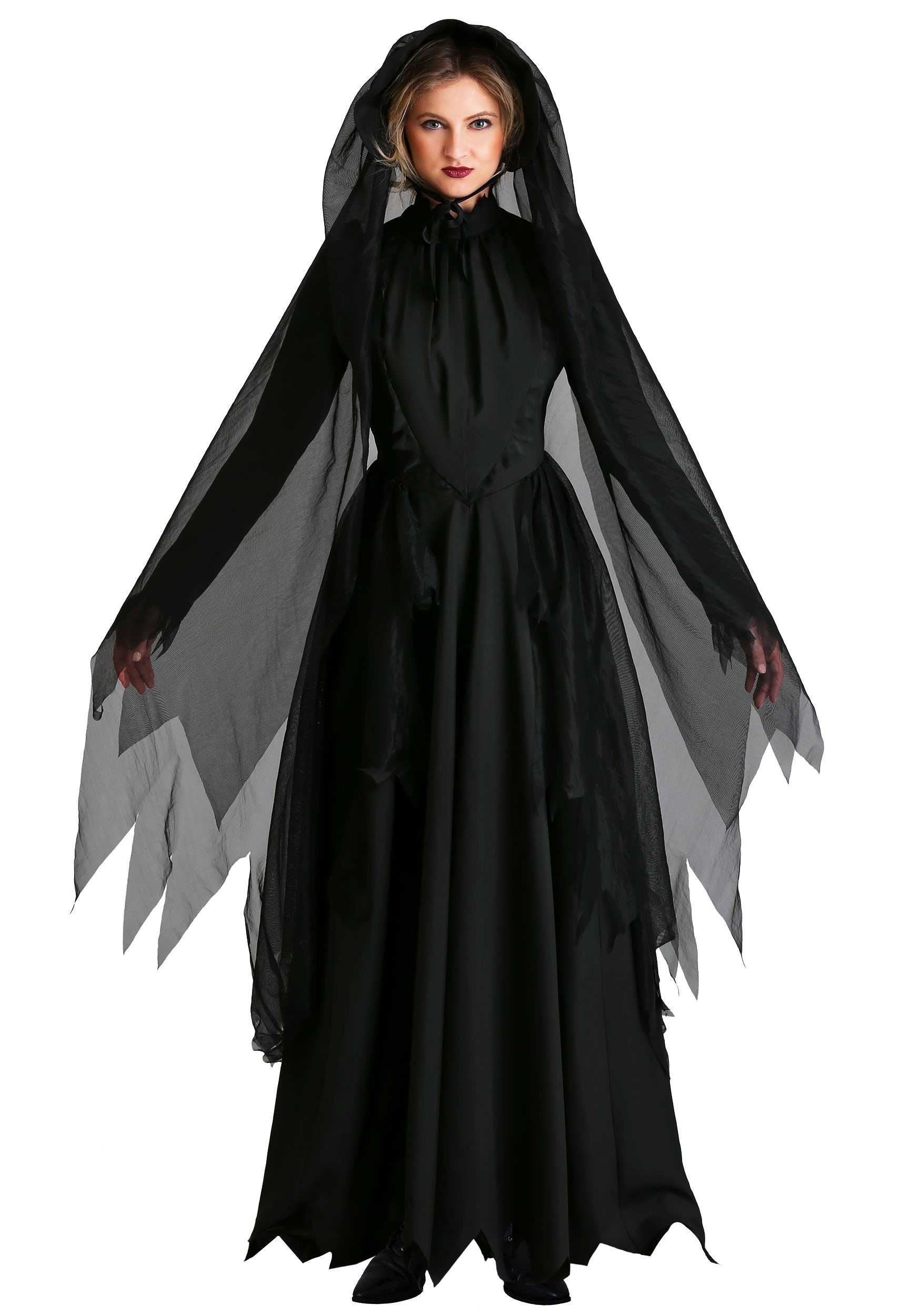 Womens Lady in Black Ghost Costume