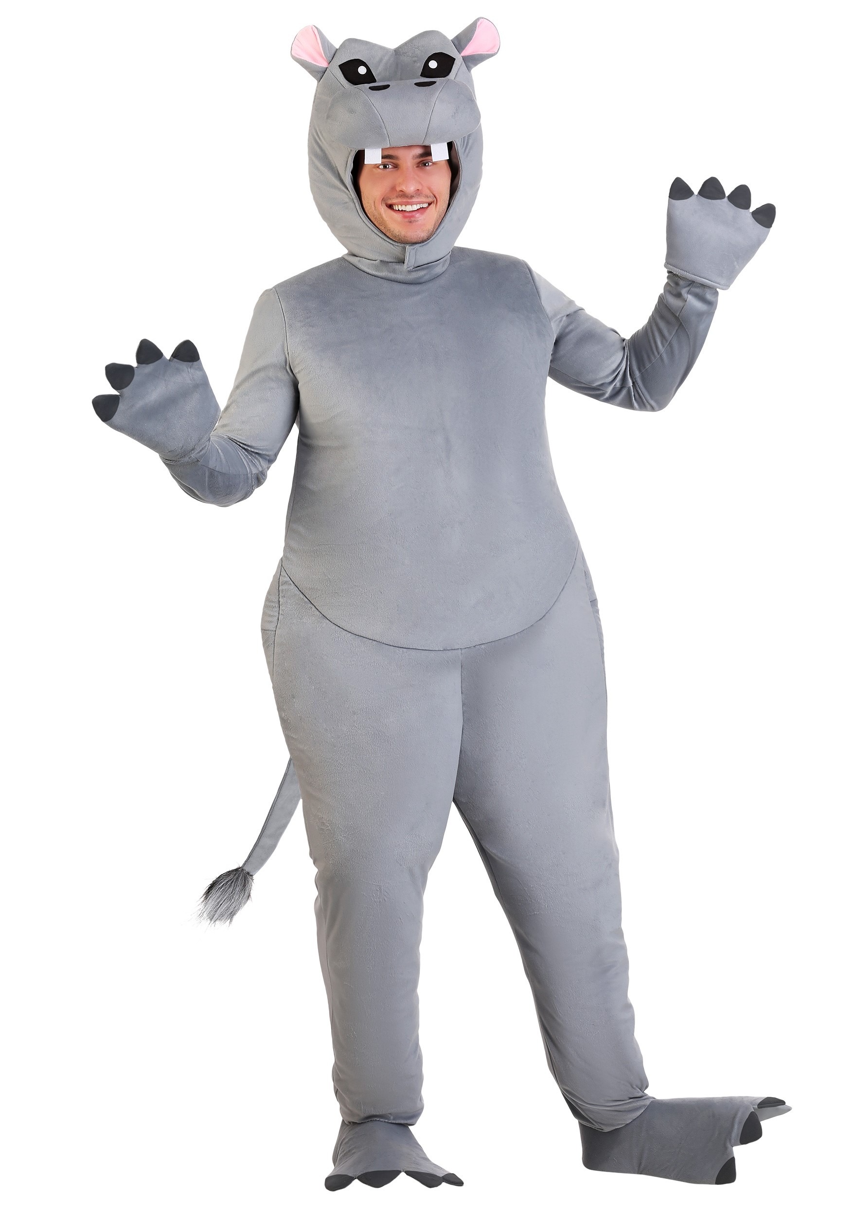 Photos - Fancy Dress Hippo FUN Costumes Gray  Costume for Adult's Gray/Pink FUN6373AD 