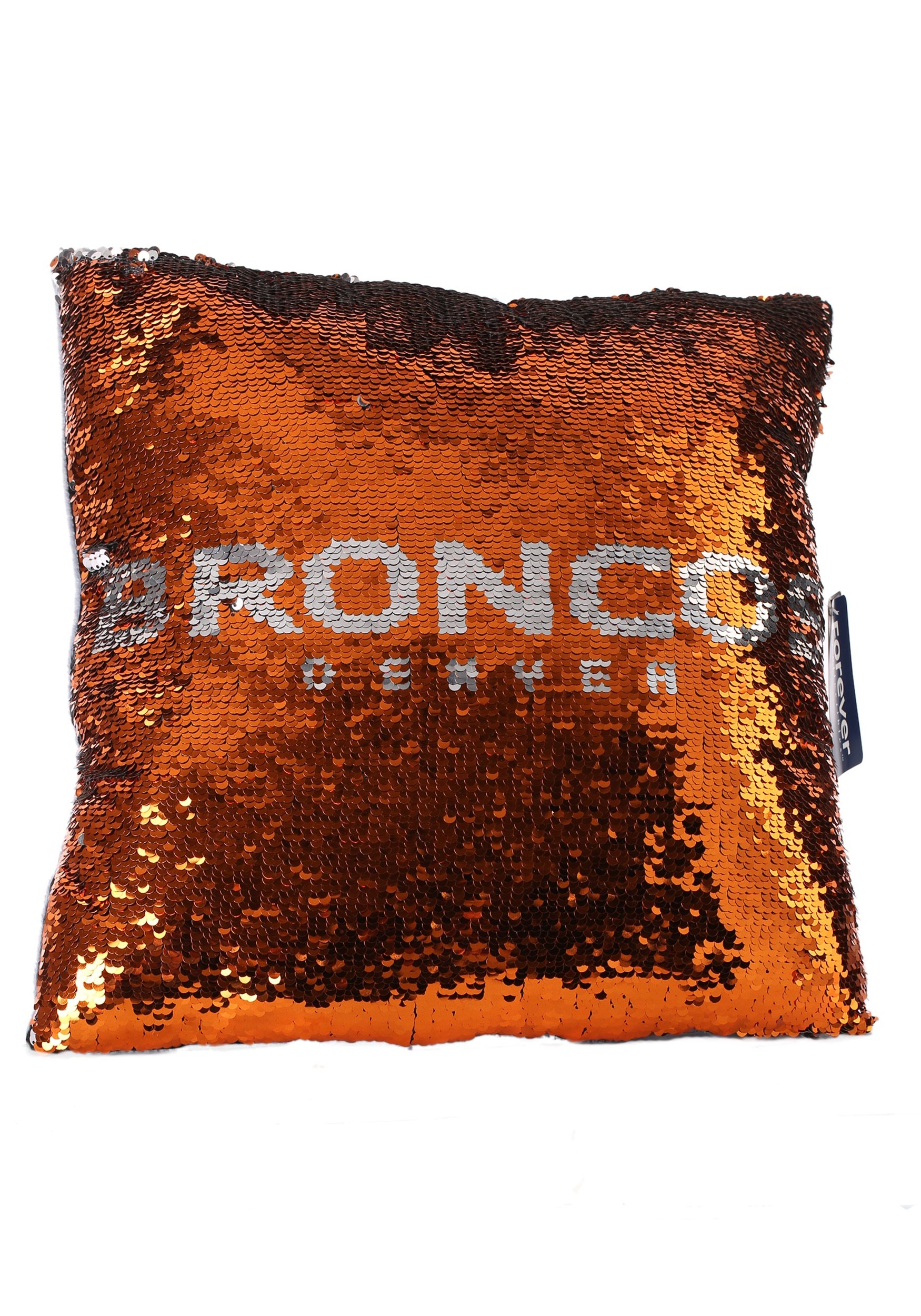 denver broncos team logo sequin pillow