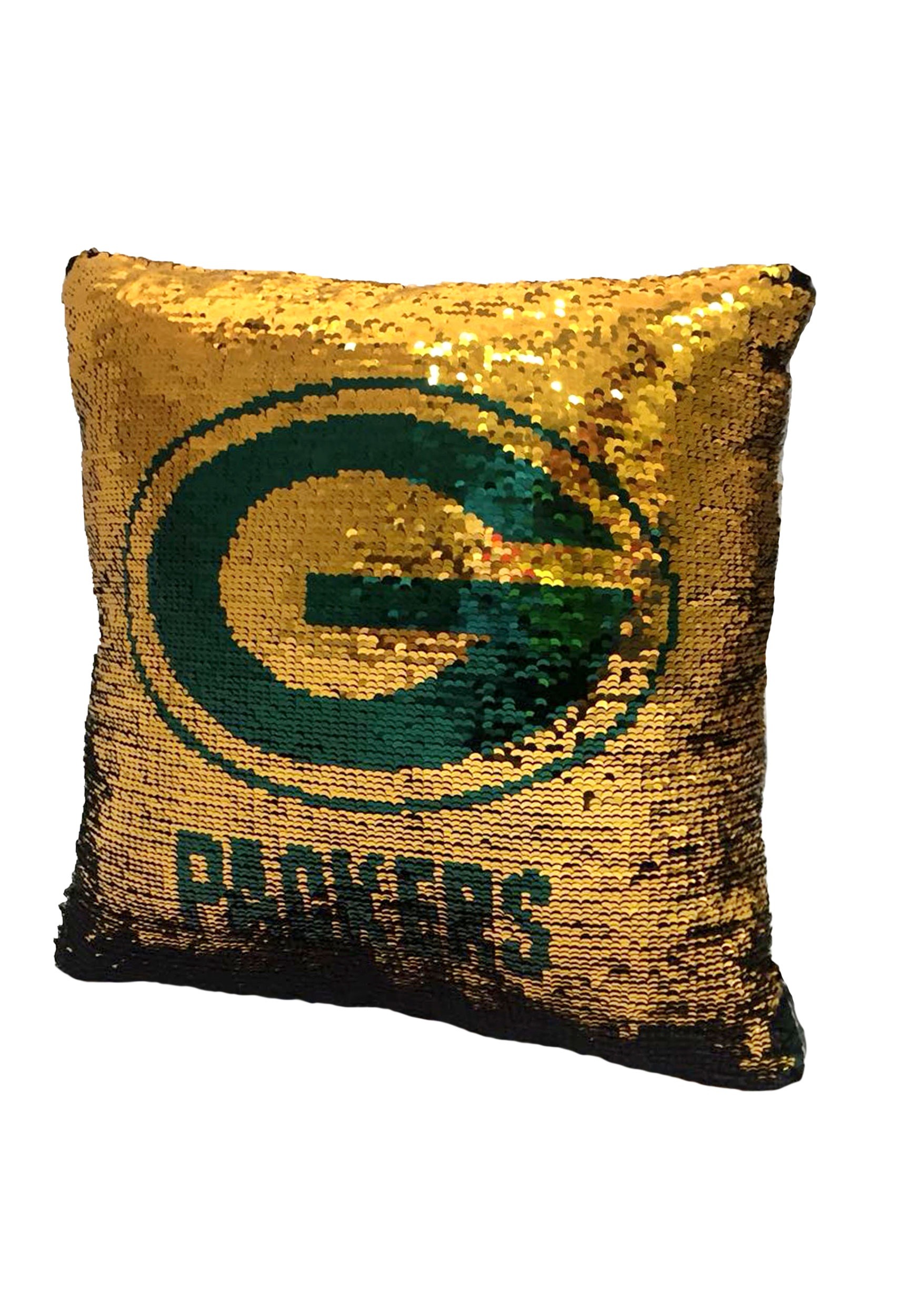 Green Bay Packers Sequin Pillow with Team Logo