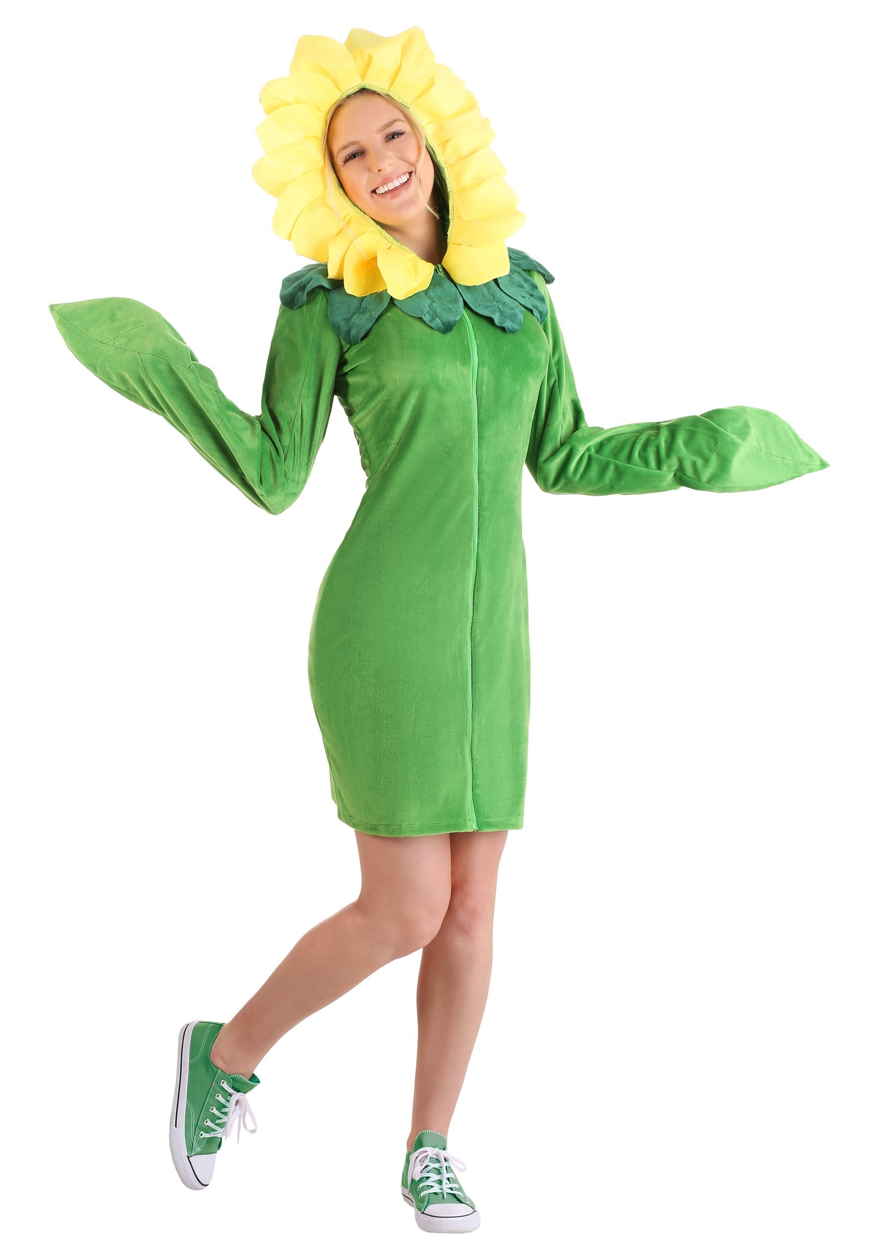 Photos - Fancy Dress FUN Costumes Flower Hoodie Dress for Women Yellow/Green FUN6468AD