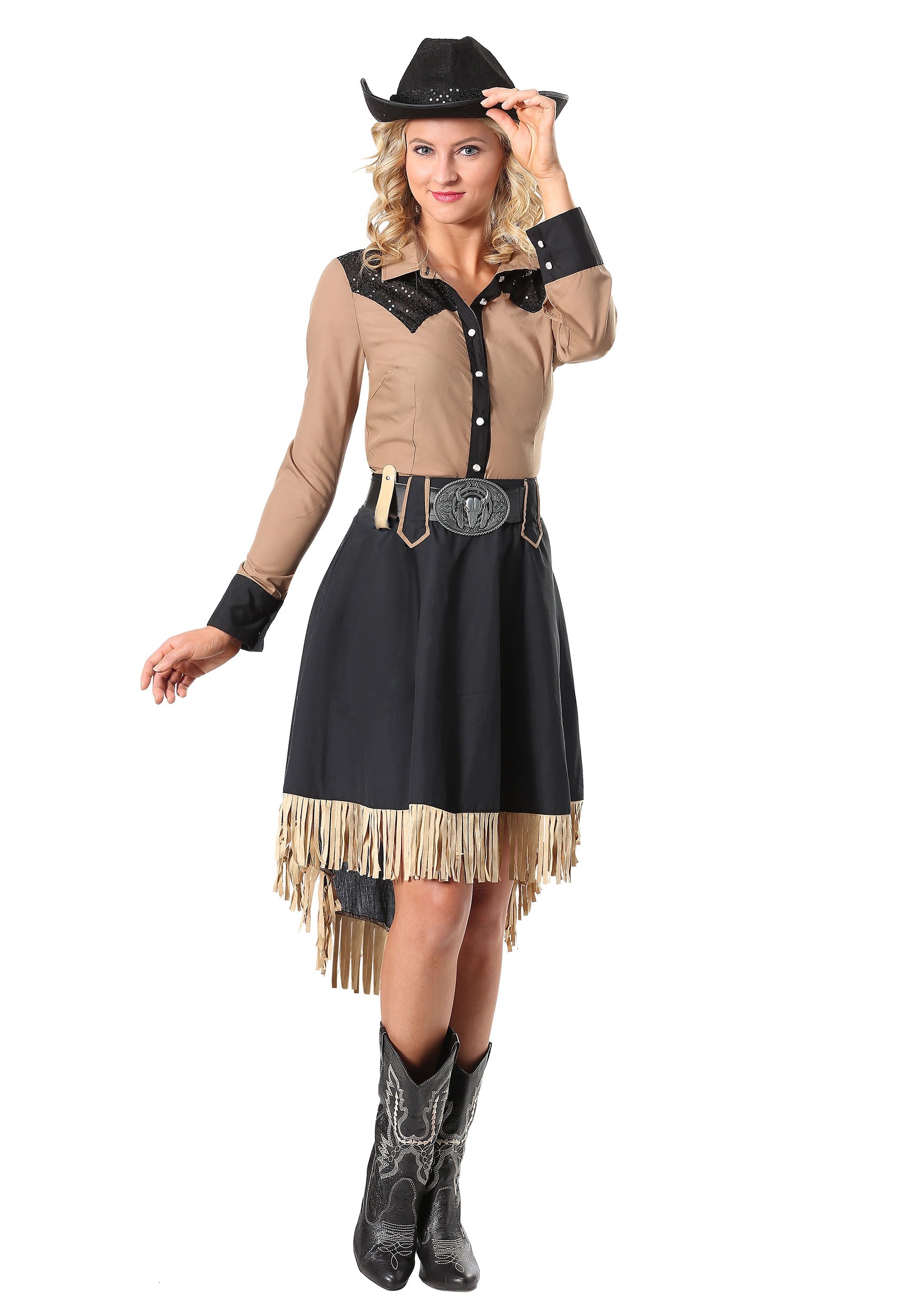 Womens Plus Size Lasson Cowgirl Costume Dress