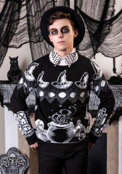 Adult Witch Spellcraft and Curios Ugly Halloween Sweater Upd
