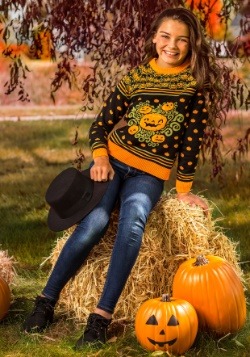 Child Pumpkin Patch Ugly Halloween Sweater Update Main