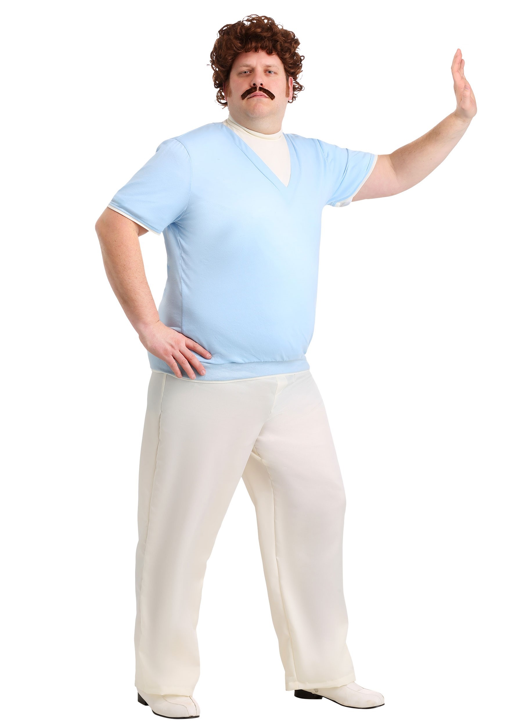 Photos - Fancy Dress Leisure FUN Costumes Plus Size Men's Nacho Libre  Costume White/Blue FU 