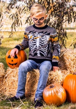 Child Ripped Open Skeleton Ugly Halloween Sweater Update Mai