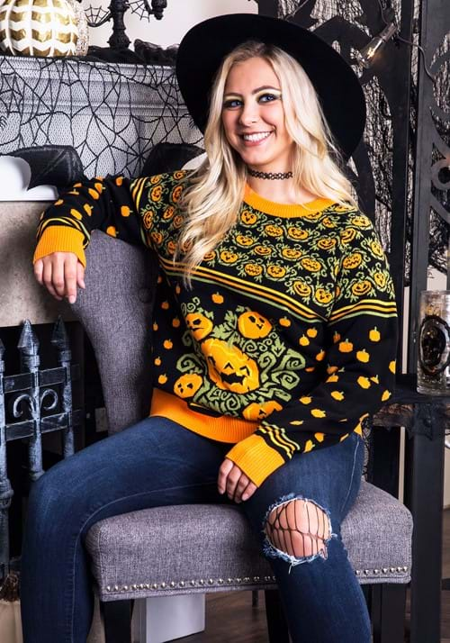 Adult Pumpkin Patch Ugly Halloween Sweater Update1 Main