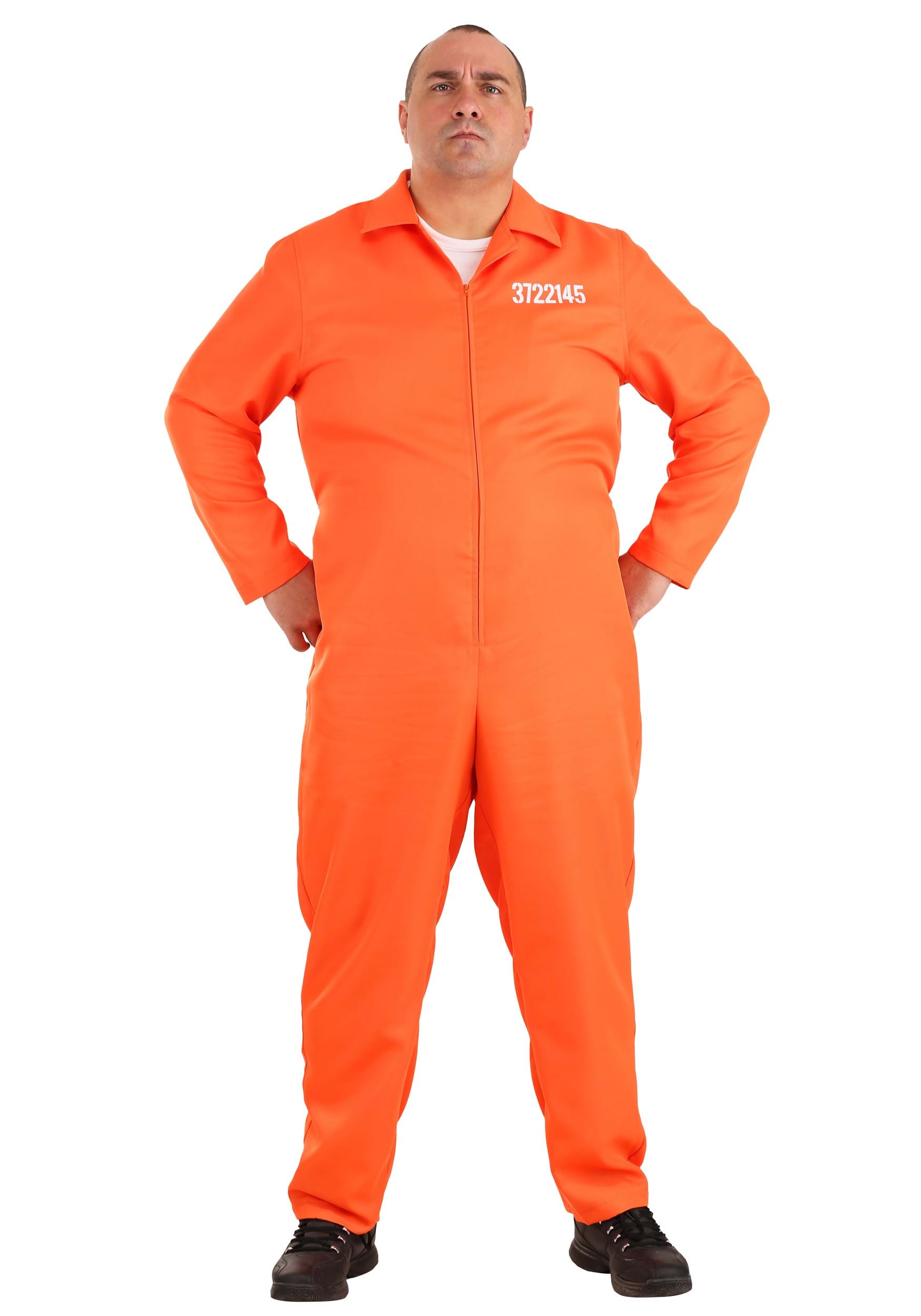 Photos - Fancy Dress FUN Costumes Plus Size Men's Prison Jumpsuit Orange/White FUN0536PL