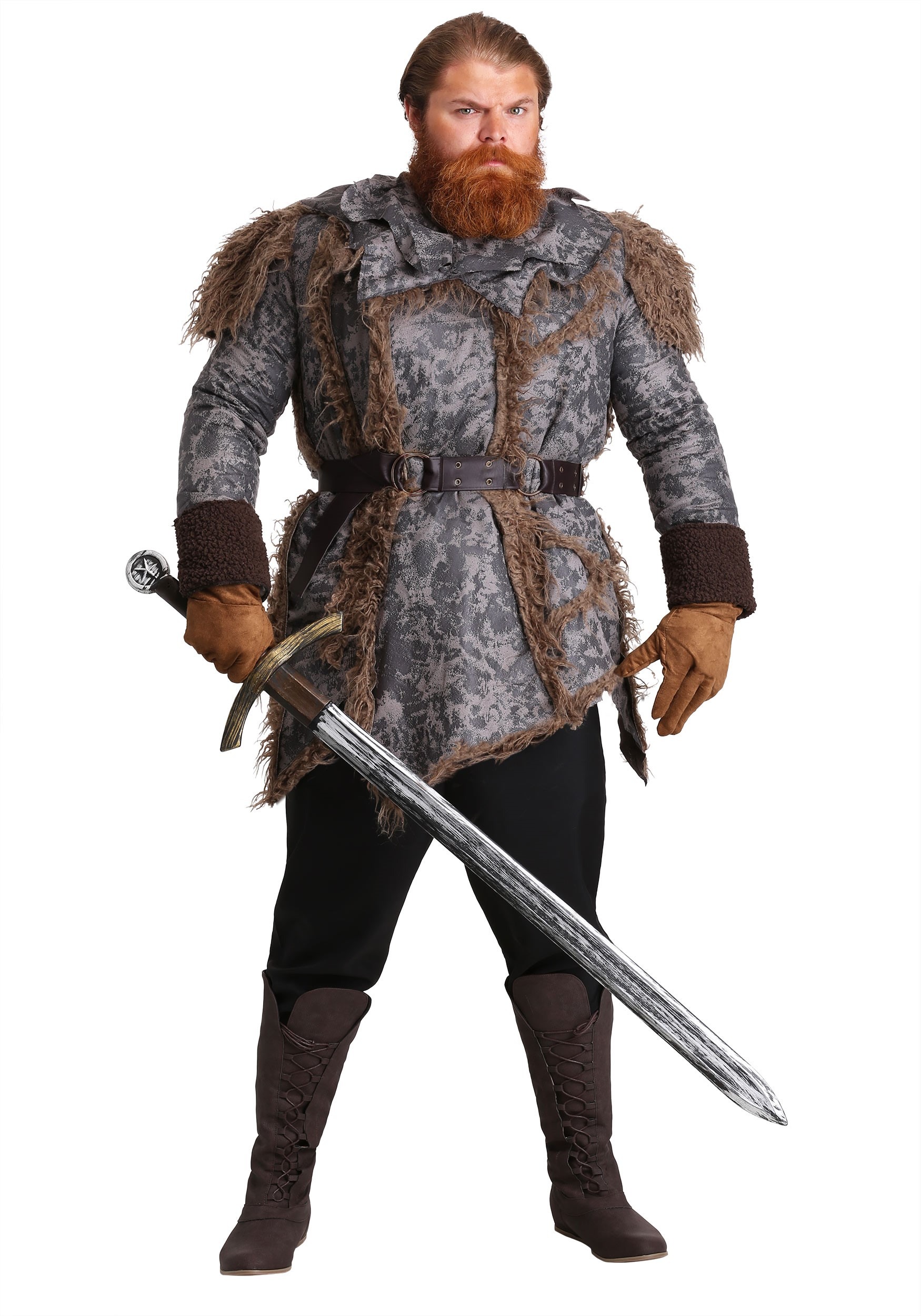 Photos - Fancy Dress Warrior FUN Costumes Wild  Costume for Men Gray FUN0596AD 