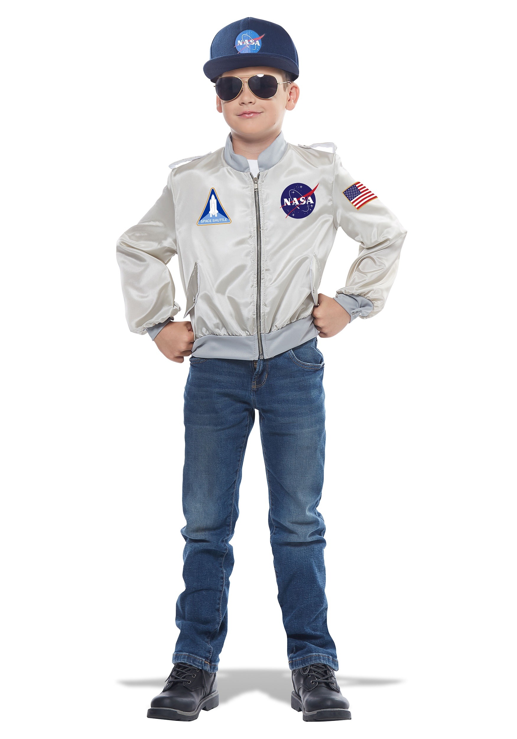Photos - Fancy Dress California Costume Collection NASA Flight Jacket Child Costume Blue/Re 