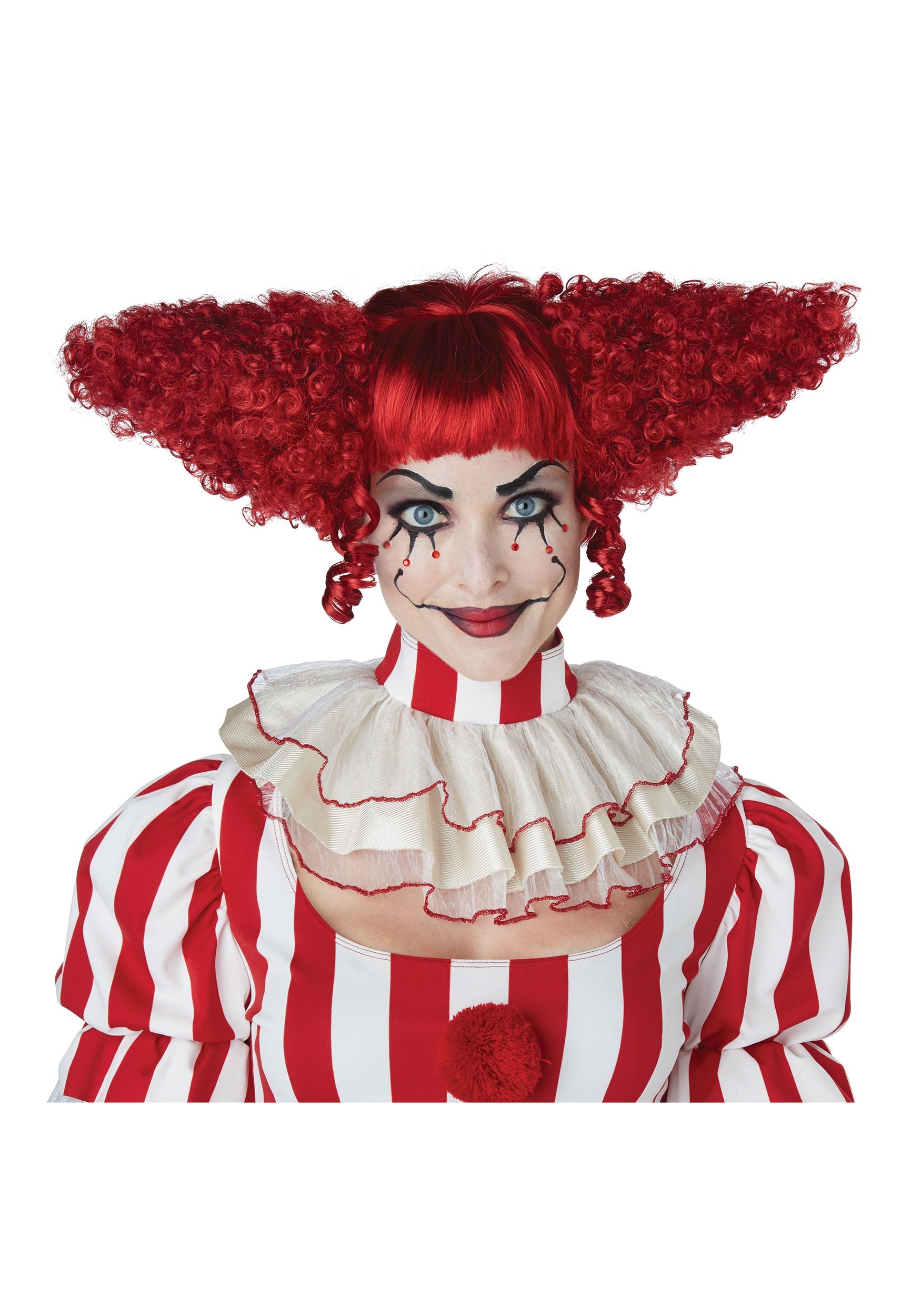 Dark Red Creepy Clown Womens Wig
