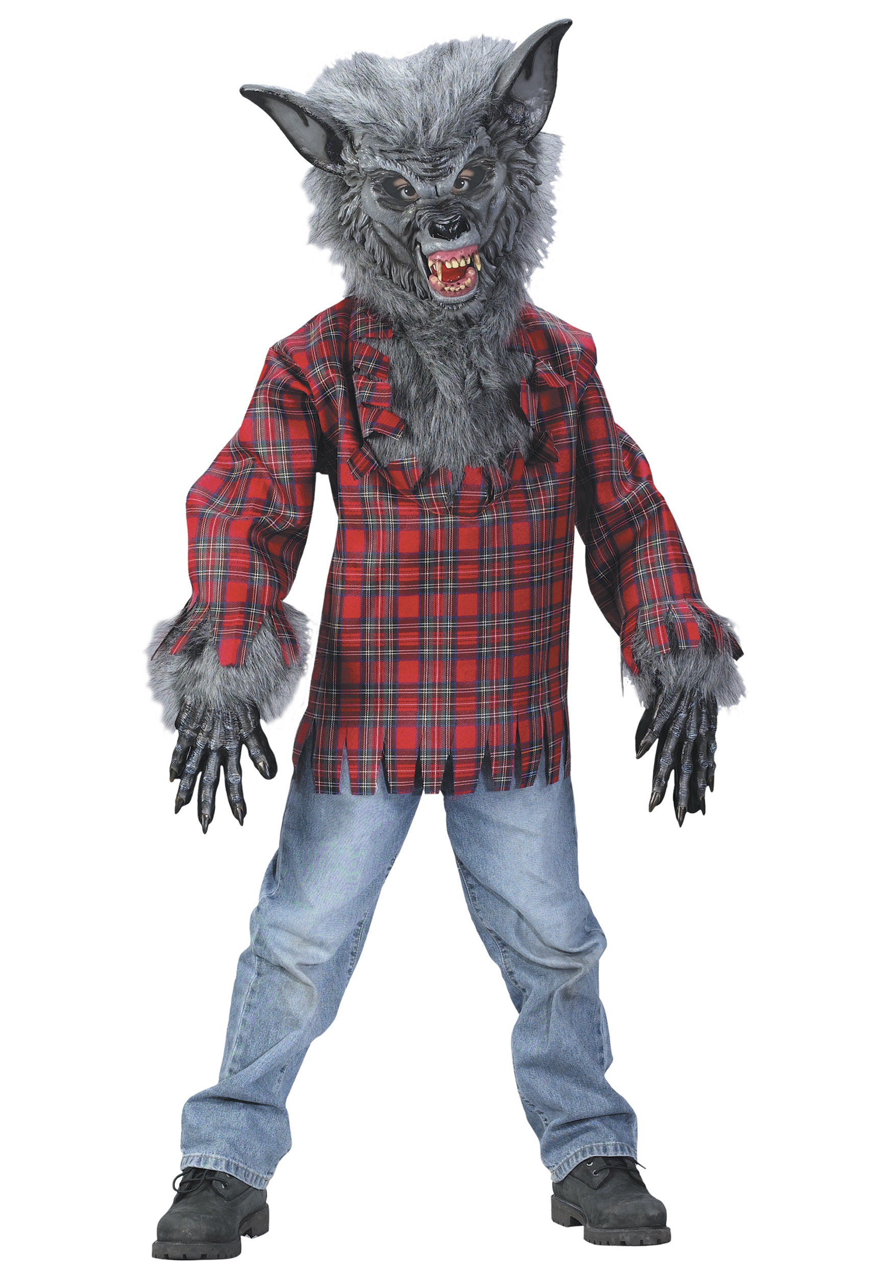 Photos - Fancy Dress Fun World Grey Werewolf Costume for Kids Gray/Red FU5813