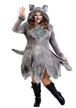 Womens Grey Wolf Plus Size Costume Dress Alt 1