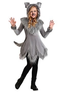 Girls Grey Wolf Costume Dress