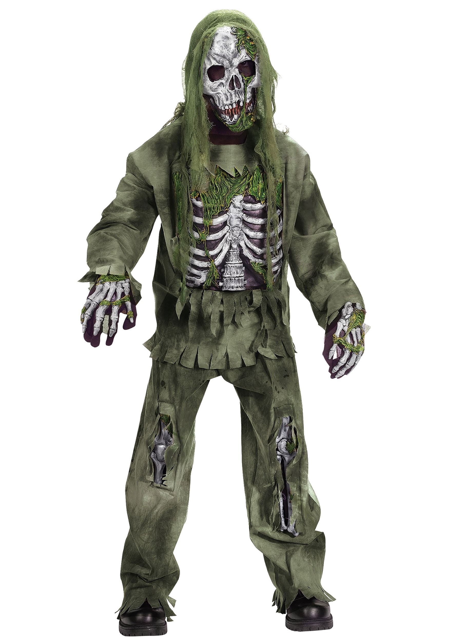 Photos - Fancy Dress Zombie Fun World Skeleton  Kids Costume Green FU5919 