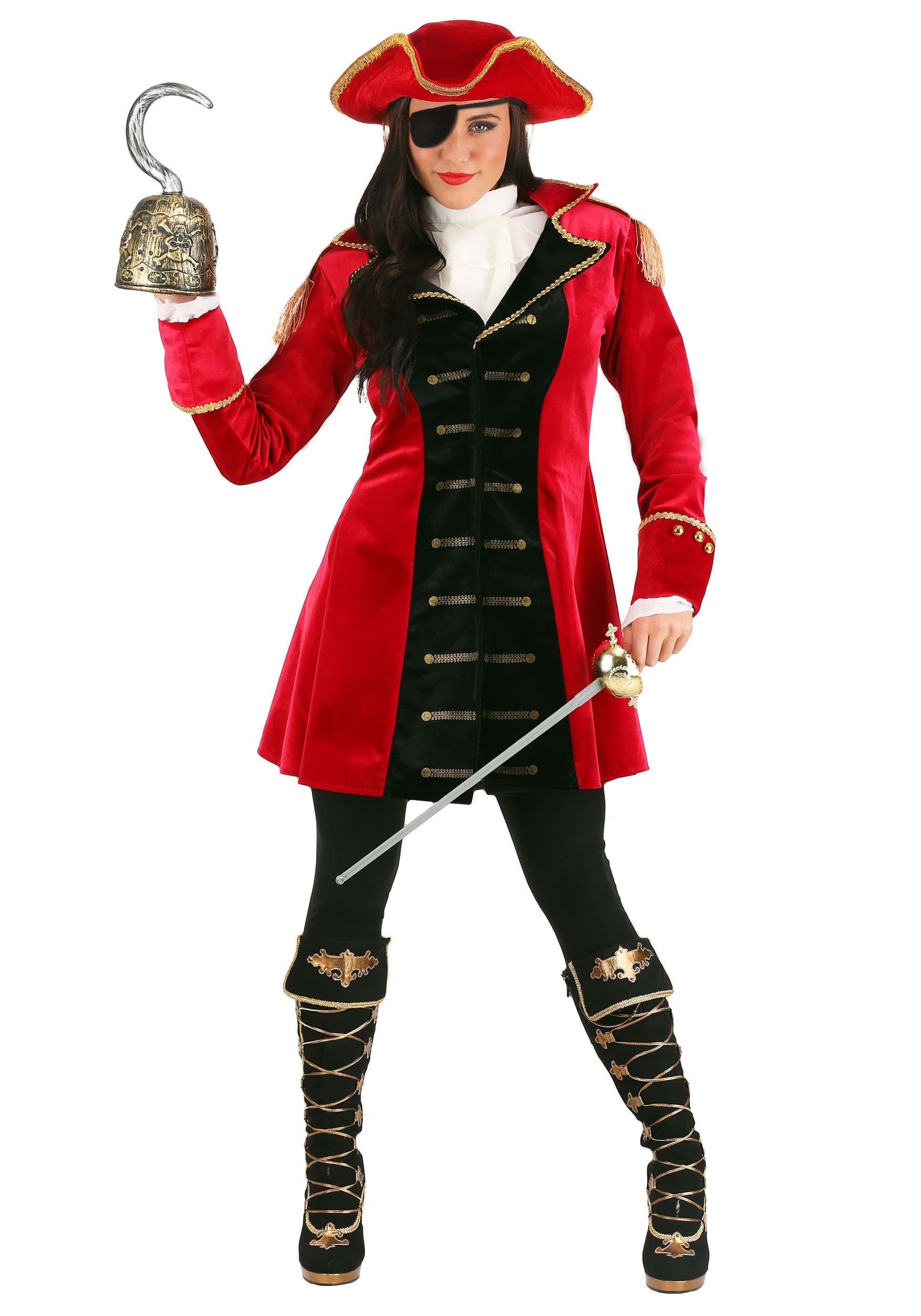 Photos - Fancy Dress HOOK FUN Costumes Captain  Women's Costume | Women's Pirate Costumes Black& 