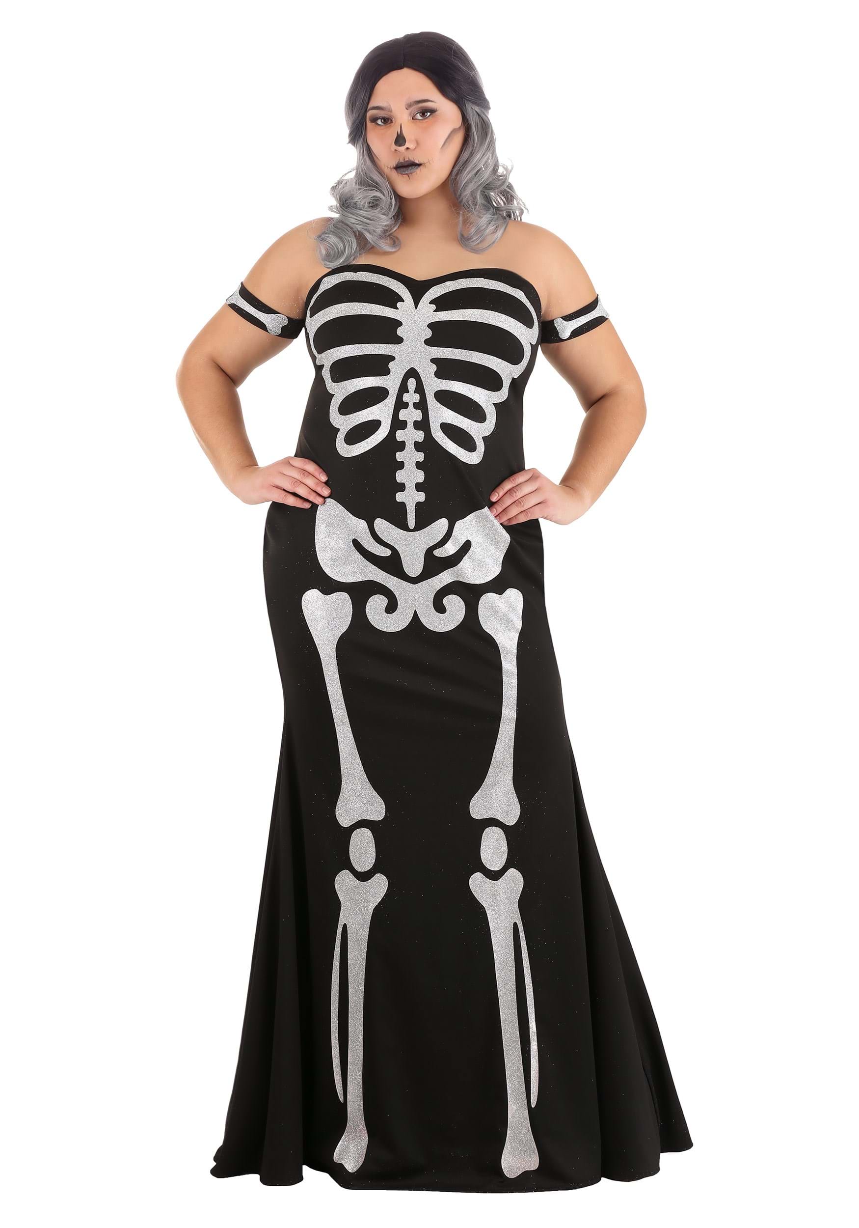 Photos - Fancy Dress Fashion FUN Costumes Women's Plus Size High  Skeleton Costume Black/Gra 
