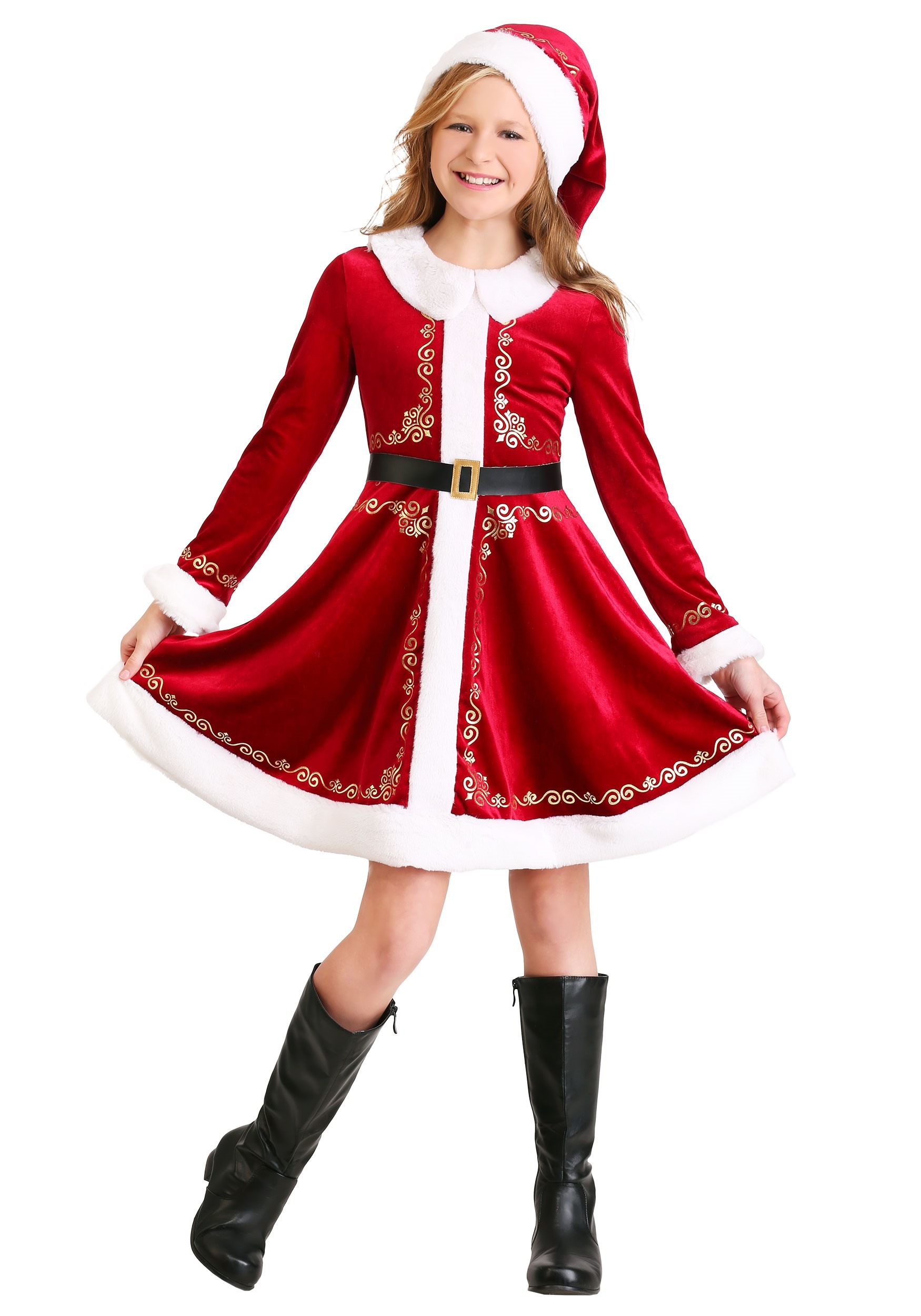 Girls Red Santa Costume Dress