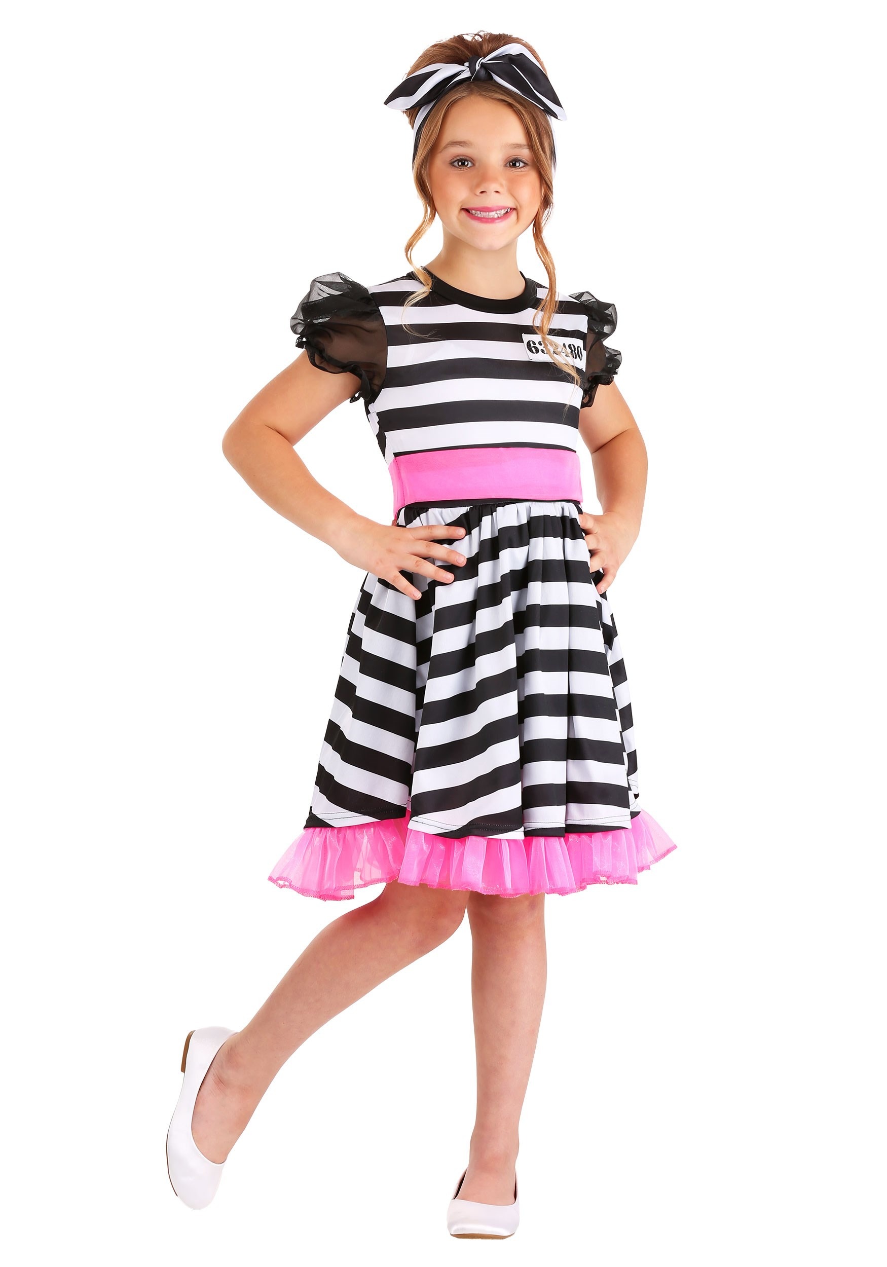 Photos - Fancy Dress FUN Costumes Exclusive Girl's Glam Prisoner Costume Black/Pink/Whi