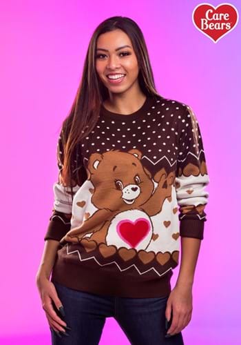 Adult Tenderheart Bear Care Bears Ugly Christmas Sweater Upd