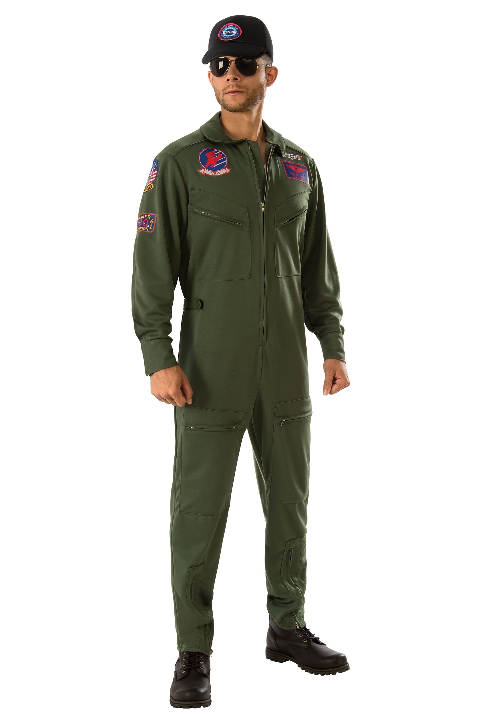 Top Gun Mens Jumpsuit Costume | Fighter Pilot Costume