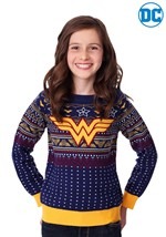 Child Wonder Woman Navy Ugly Christmas Sweater alt2