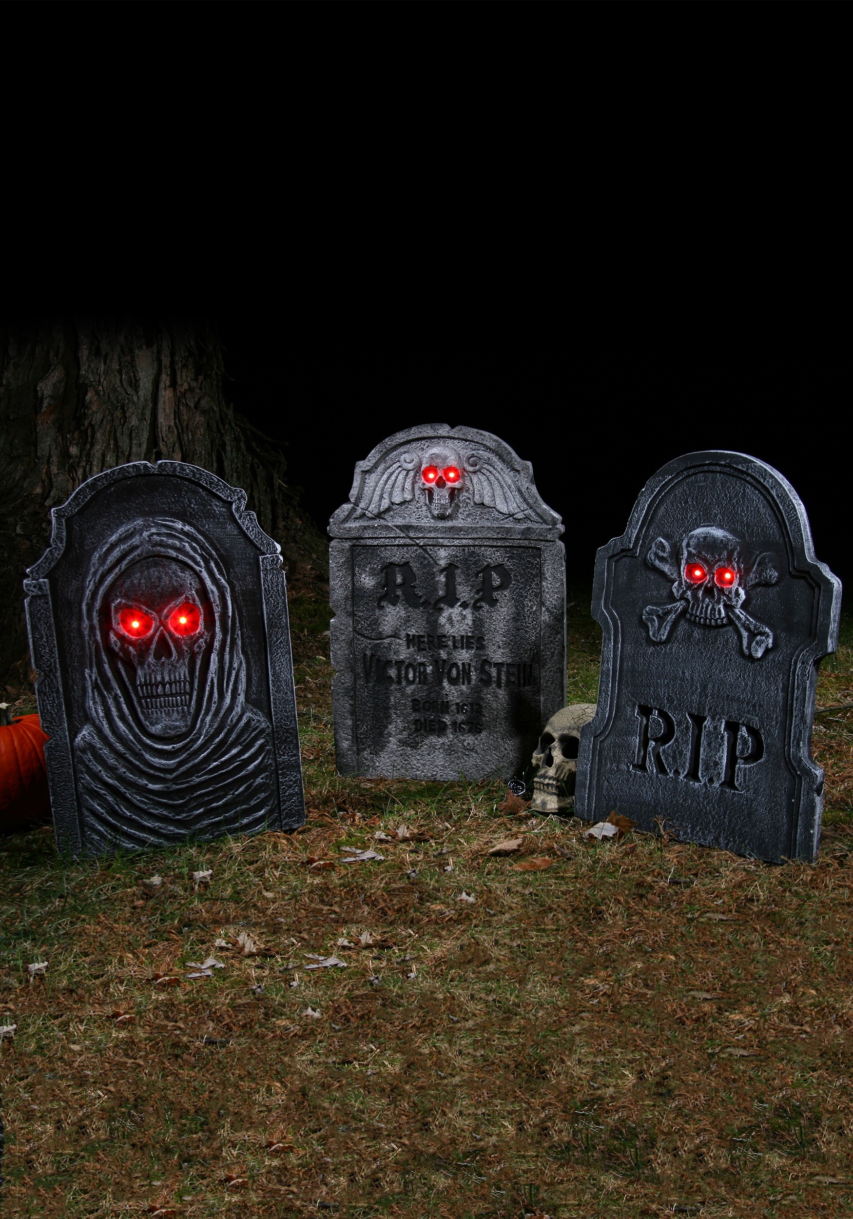 Halloween Tombstone Scary Decoration with LED 6" 3D RIP 