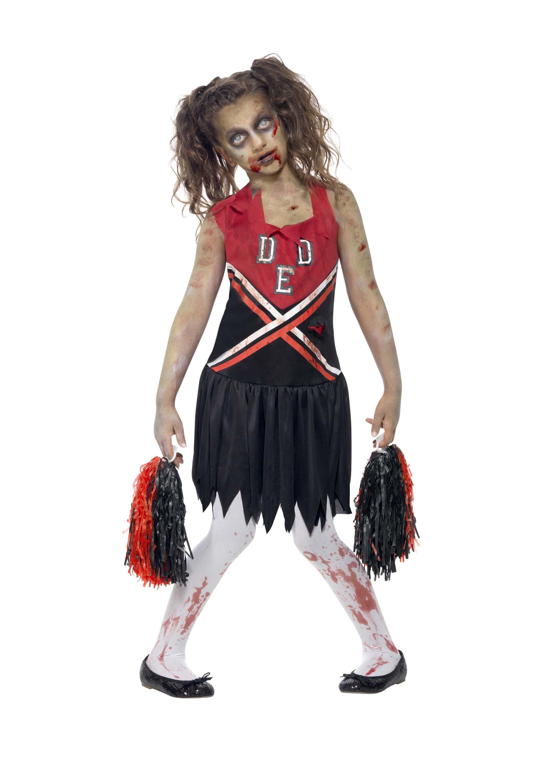 Photos - Fancy Dress Zombie Smiffys Girl's Cheerleader  Costume Black/Red SM43023 