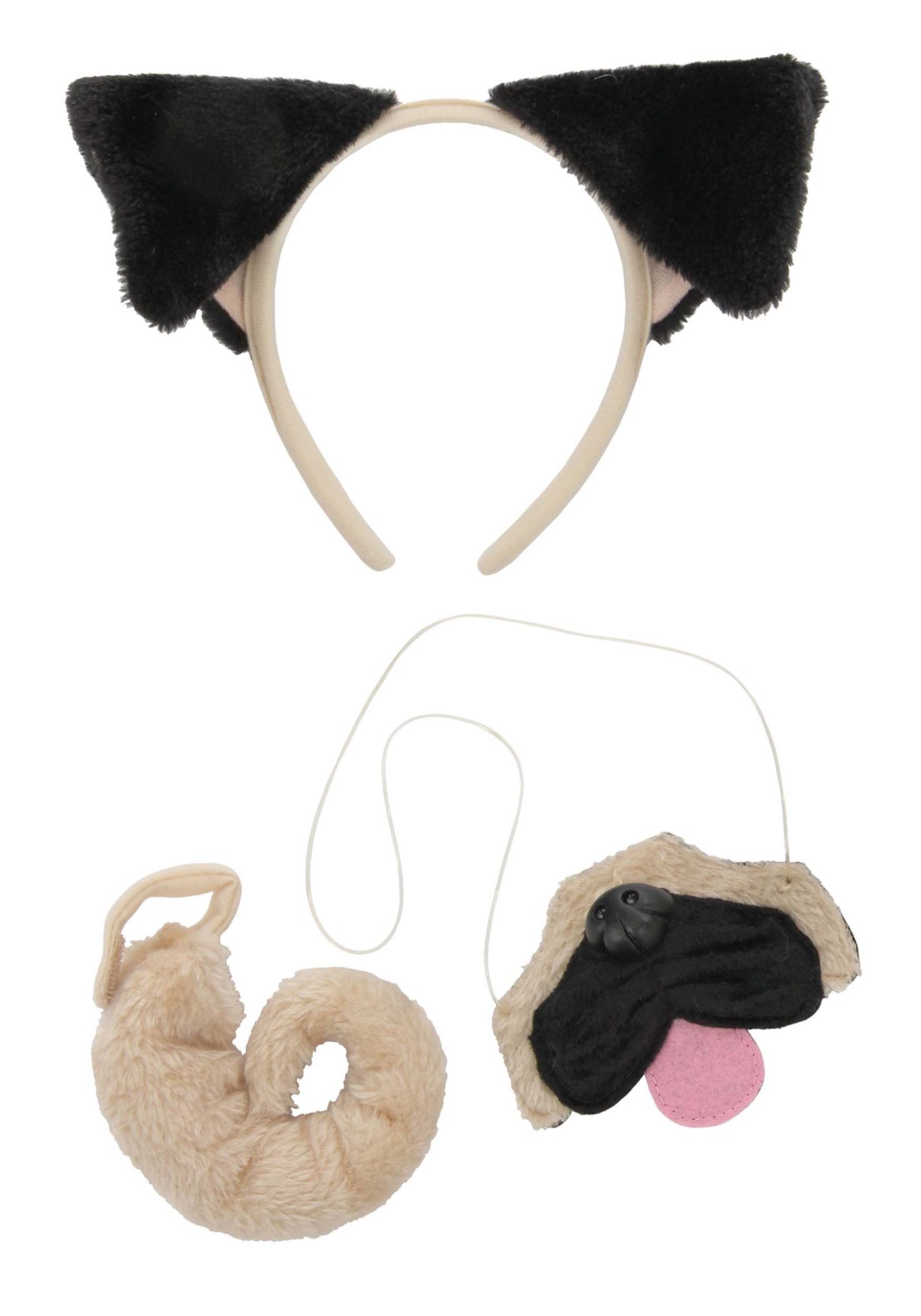 Pug Ears Headband Nose and Tail Set