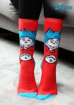 Dr Seuss Thing 1 & Thing 2 Knee High Socks Adult/Teen Size Read Across America 