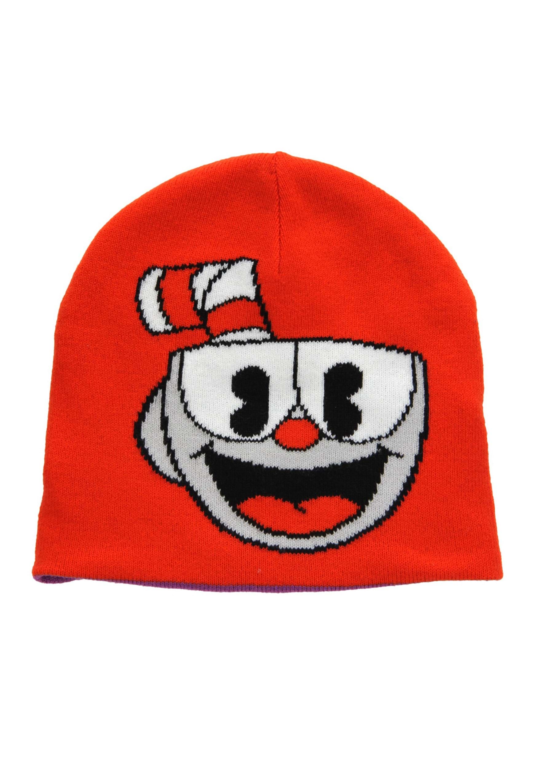 Reversible Red and Purple Cuphead Knit Hat
