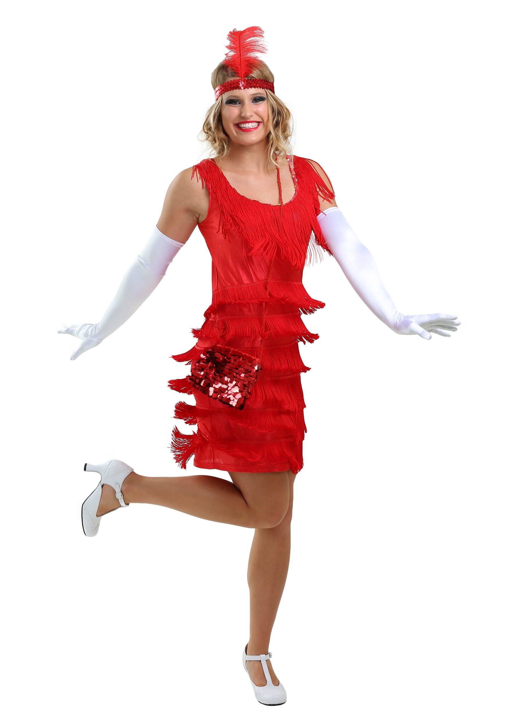 S or Std Speak-easy Women's Flapper Fringe Jazz Red Dress Charleston Costume 