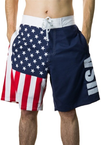 Men's USA Flag Fourth of July Swim Board Shorts1