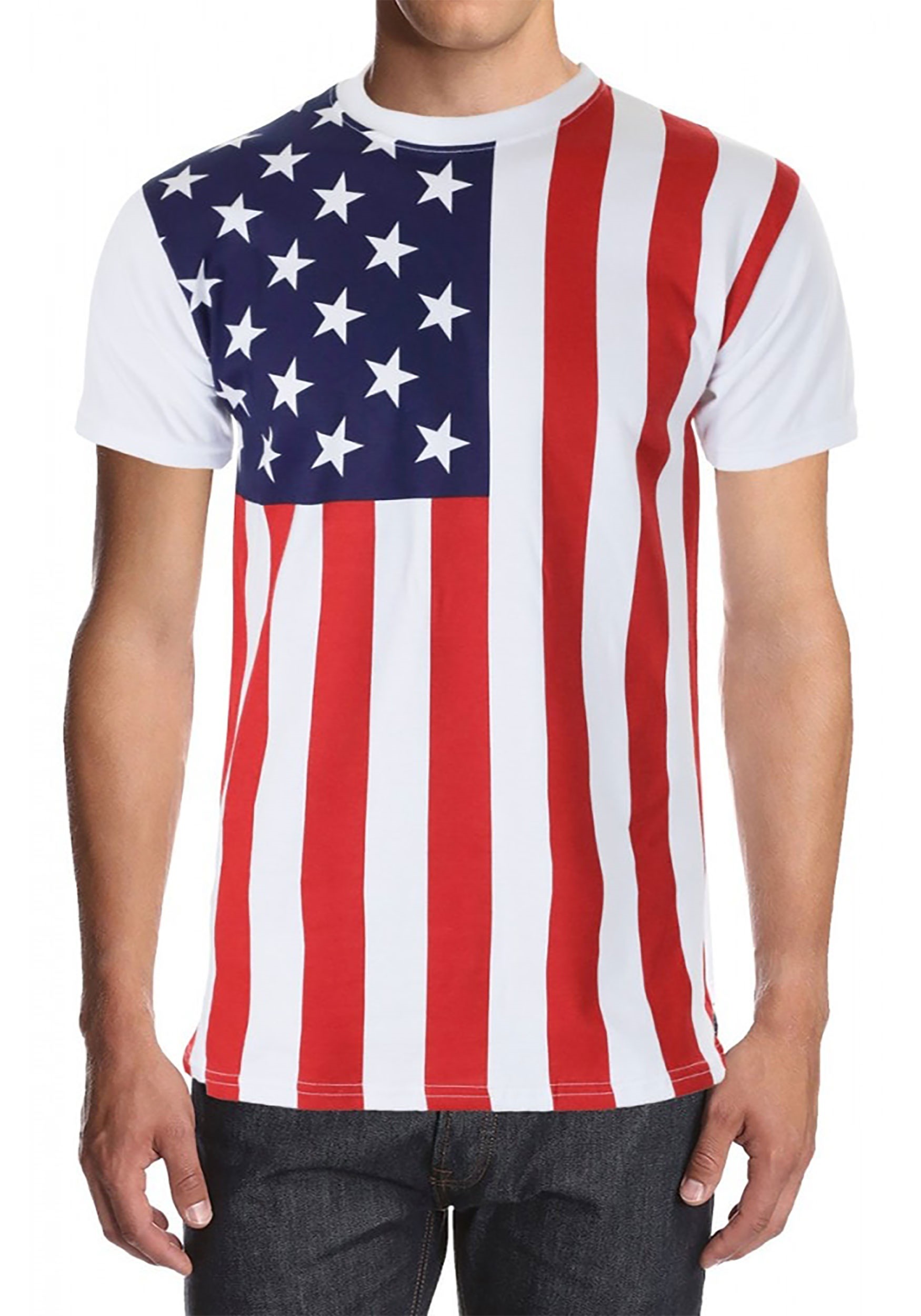 Printed USA Flag Track and Field Mens Funny Shot Sleeves T Shirts 