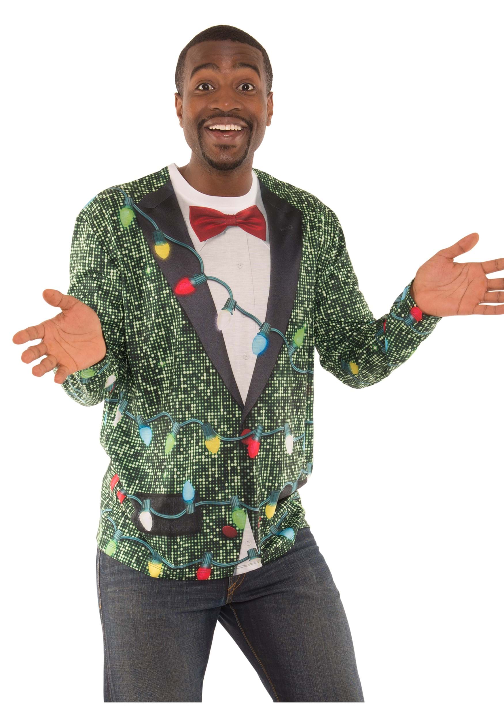 Sequin Suit with Lights Ugly Christmas Long Sleeve T-Shirt