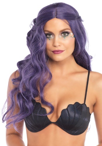 Womens Mermaid Wave Long Purple Wig