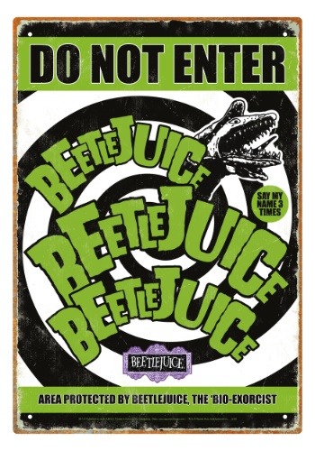 Beetlejuice - Do Not Enter Tin Sign