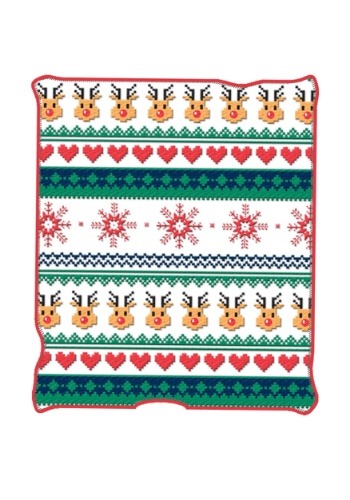 Ugly Christmas Deer & Hearts 50" x 60" Throw Blanket
