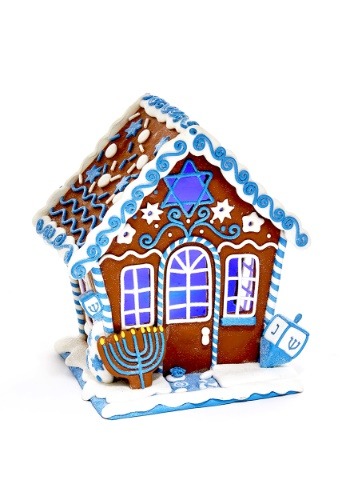 7" Claydough Hanukkah Gingerbread Led House Table-piece