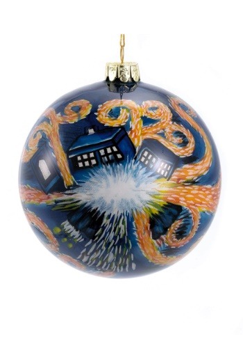 Doctor Who Starry Night Tardis Painted Glass Ball Ornament