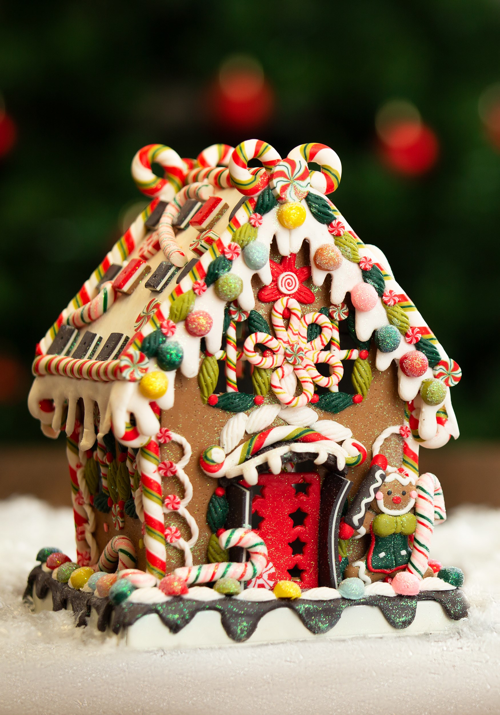Claydough: 8 Inch Gingerbread House w/ Lights | Christmas Decorations