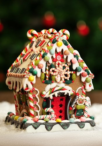 8" Claydough Gingerbread House W/ Lights