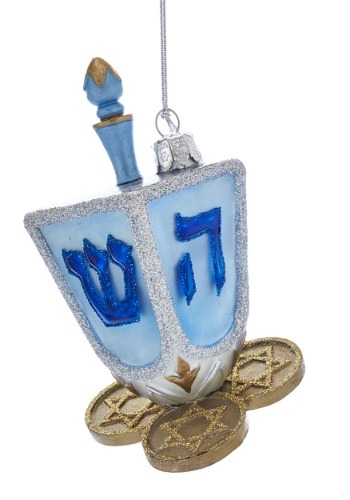 4.5" Noble Gems Hanukkah Dreidel Glass Ornament