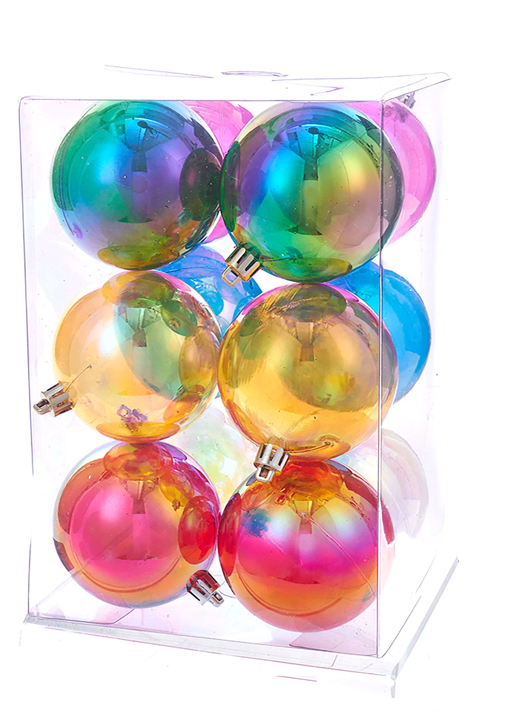 12 Piece Plastic Iridescent Ball Ornament Set